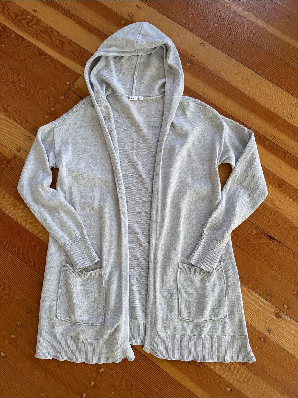 Gap Light Grey Cotton Hooded Open Cardigan Medium